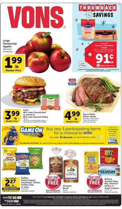 Vons (CA) Weekly Ad Flyer Specials September 20 to September 26, 2023