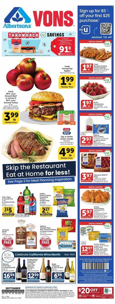 Vons (CA) Weekly Ad Flyer Specials September 20 to September 26, 2023