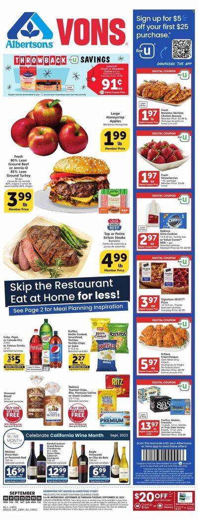Vons (CA) Weekly Ad Flyer Specials September 20 to September 26, 2023