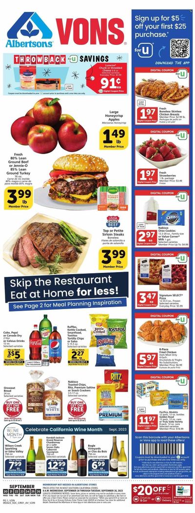 Vons (CA) Weekly Ad Flyer Specials September 20 to September 26, 2023 Vons (CA) Weekly Ad Flyer Specials September 20 to September 26, 2023