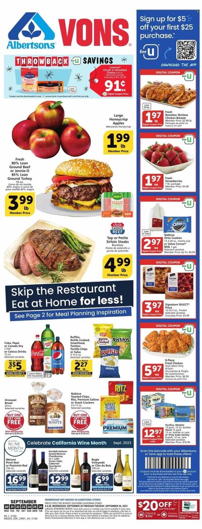 Vons (CA) Weekly Ad Flyer Specials September 20 to September 26, 2023