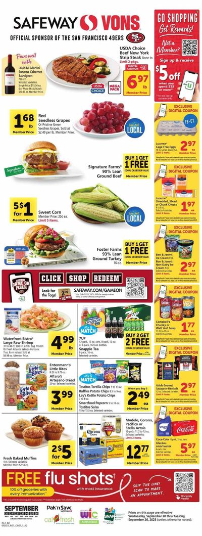 Vons (CA) Weekly Ad Flyer Specials September 20 to September 26, 2023