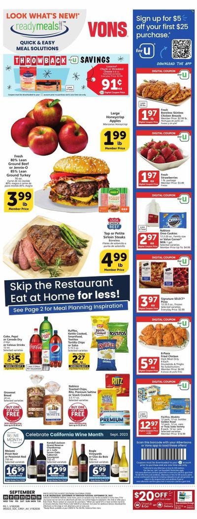 Vons (CA) Weekly Ad Flyer Specials September 20 to September 26, 2023