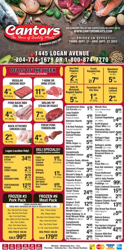 Cantor's Meats Flyer September 21 to 27
