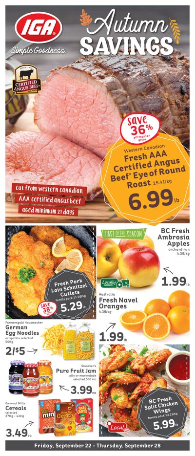 IGA Stores of BC Flyer September 22 to 28