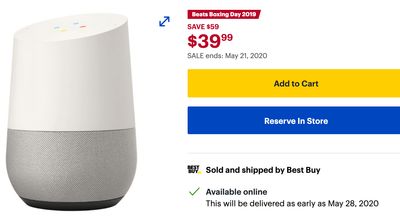 Best Buy Canada Sale: Save 60% off Google Home