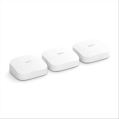 Amazon eero Pro 6 mesh Wi-Fi 6 system | Fast and reliable gigabit speeds | connect 75+ devices | Coverage up to 6,000 sq. ft. | 3-pack, 2020 release $319.99 (Reg $529.99)