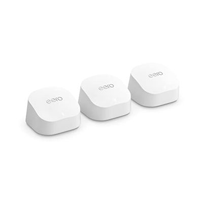 Amazon eero 6+ mesh Wi-Fi system | Fast and reliable gigabit speeds | connect 75+ devices | Coverage up to 4,500 sq. ft. | 3-pack, 2022 release $274.99 (Reg $419.99)