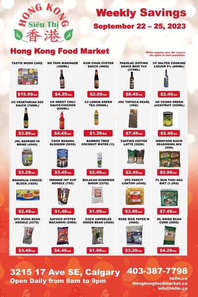 Hong Kong Food Market Flyer September 22 to 25