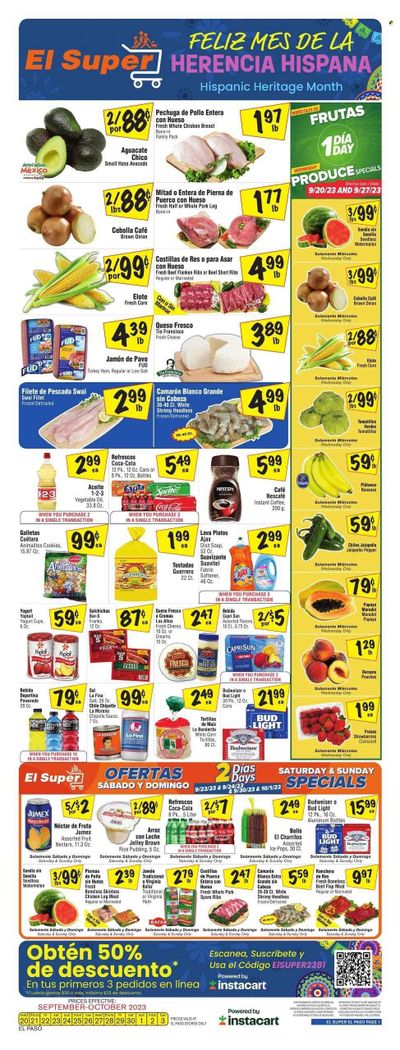 El Super (TX) Weekly Ad Flyer Specials September 20 to October 3, 2023