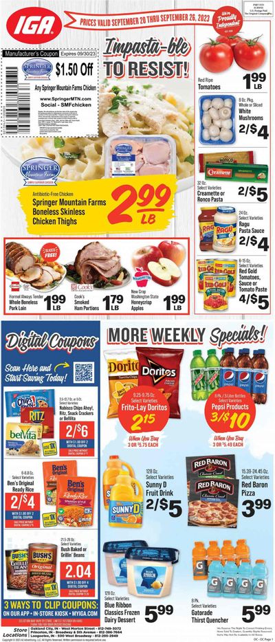 IGA (IN) Weekly Ad Flyer Specials September 20 to September 26, 2023