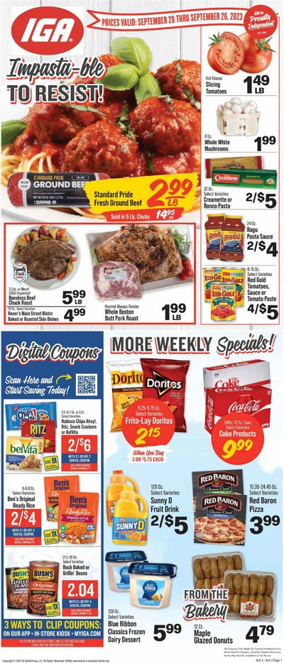 IGA (KY) Weekly Ad Flyer Specials September 20 to September 26, 2023