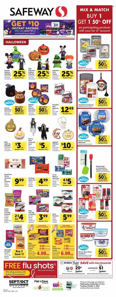 Safeway (CA) Weekly Ad Flyer Specials September 27 to October 3, 2023