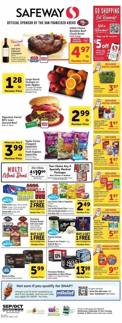 Safeway (CA) Weekly Ad Flyer Specials September 27 to October 3, 2023