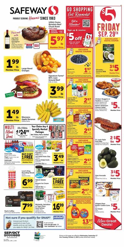 Safeway (HI) Weekly Ad Flyer Specials September 27 to October 3, 2023