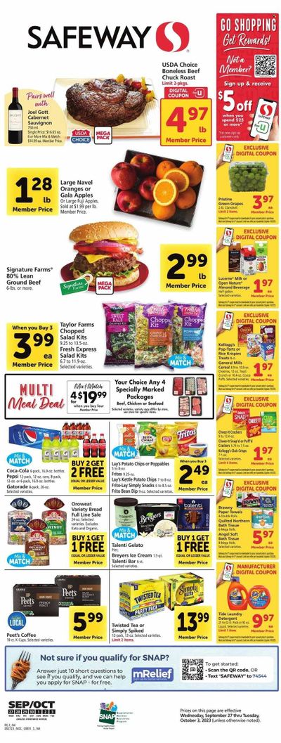Safeway (NV) Weekly Ad Flyer Specials September 27 to October 3, 2023