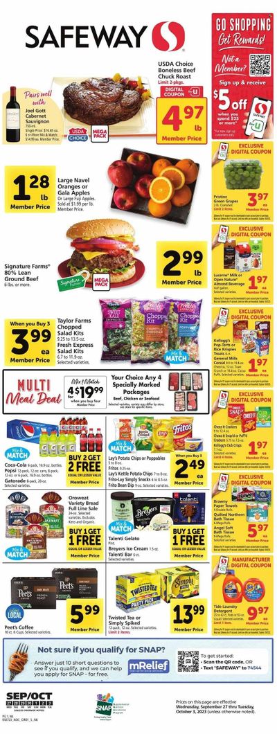Safeway (NV) Weekly Ad Flyer Specials September 27 to October 3, 2023