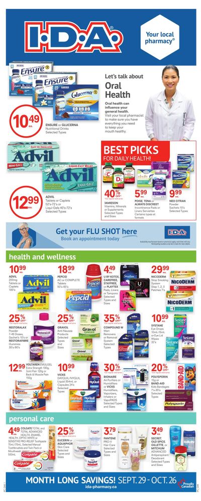 I.D.A. Pharmacy Monthly Flyer September 29 to October 26
