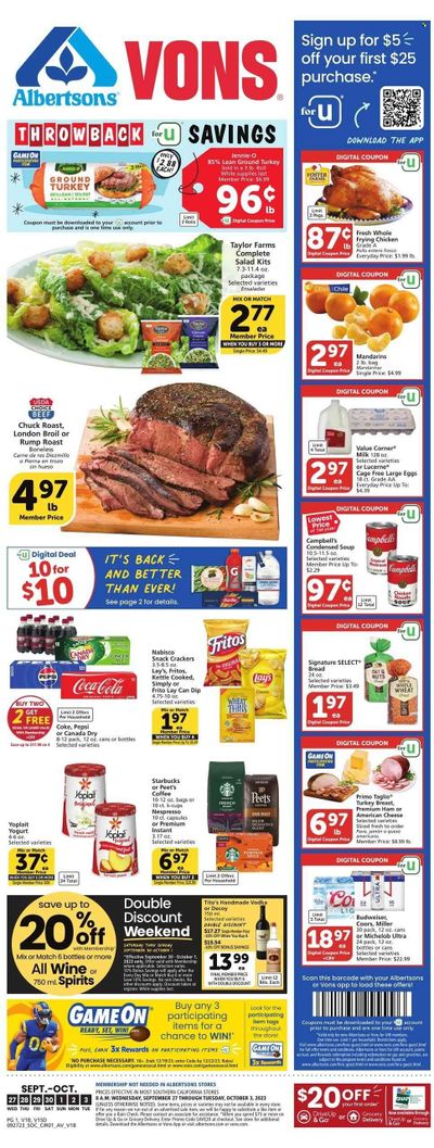 Vons (CA) Weekly Ad Flyer Specials September 27 to October 3, 2023