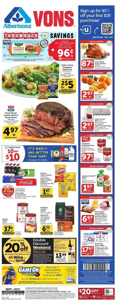 Vons (CA) Weekly Ad Flyer Specials September 27 to October 3, 2023