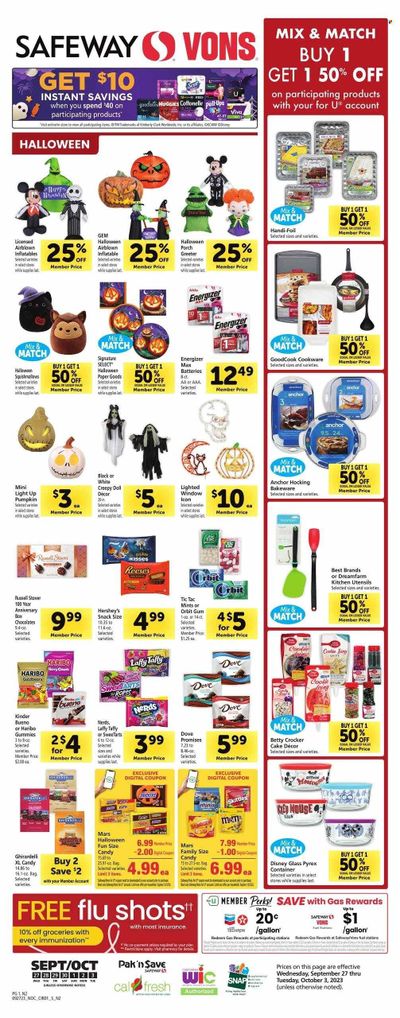 Vons (CA) Weekly Ad Flyer Specials September 27 to October 3, 2023