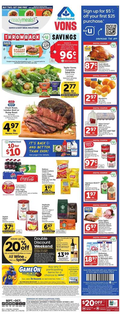 Vons (CA) Weekly Ad Flyer Specials September 27 to October 3, 2023