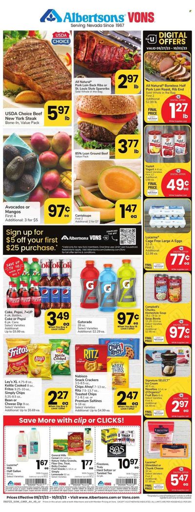 Vons (NV) Weekly Ad Flyer Specials September 27 to October 3, 2023