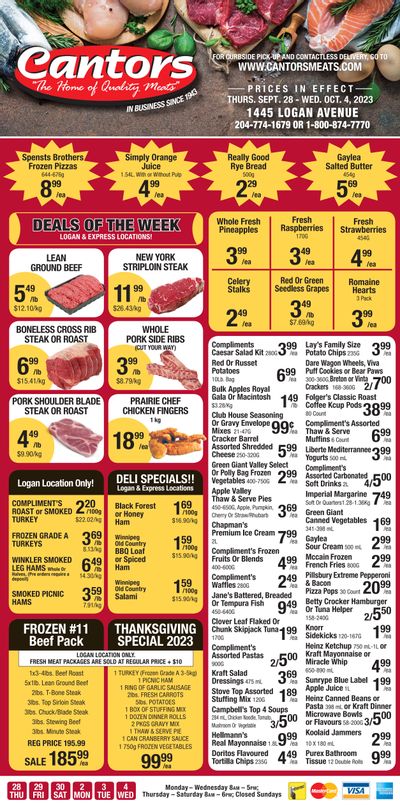 Cantor's Meats Flyer September 28 to October 4
