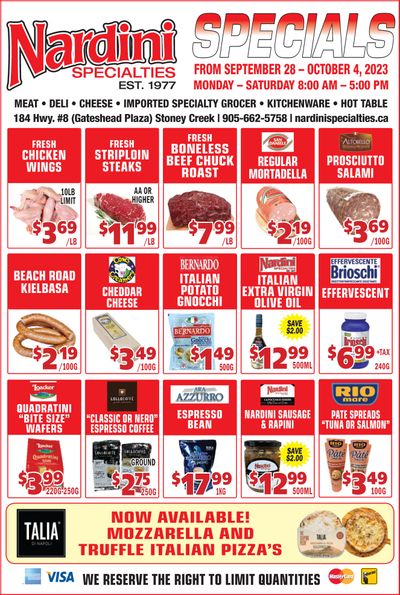 Nardini Specialties Flyer September 28 to October 4