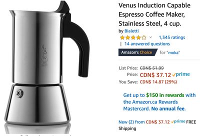Amazon Canada Deals: Save 29% on Venus Induction Capable Espresso Coffee Maker + 45% on Stick Up Cam + 55% on Skechers Men’s Shoes + More Offers