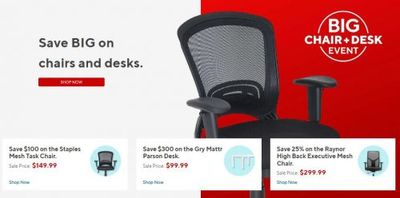 Staples Canada: Big Chair & Desk Event + Buy One Get One Free Keurig KCups