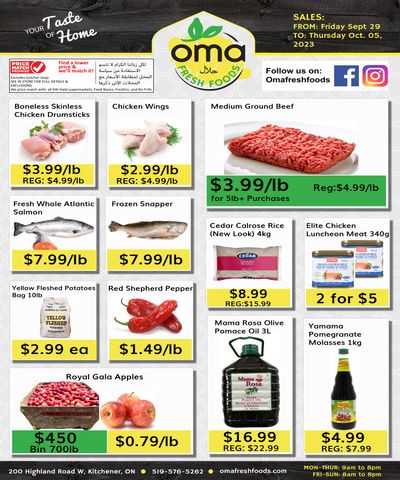 Oma Fresh Foods Flyer September 29 to October 5