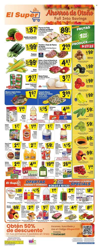 El Super (CA) Weekly Ad Flyer Specials September 27 to October 3, 2023