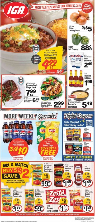 IGA (KY) Weekly Ad Flyer Specials September 27 to October 3, 2023