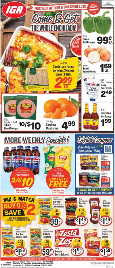 IGA (IN) Weekly Ad Flyer Specials September 27 to October 3, 2023