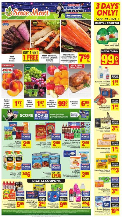 Save Mart (CA, NV) Weekly Ad Flyer Specials September 27 to October 3, 2023