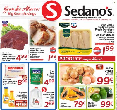 Sedano's (FL) Weekly Ad Flyer Specials September 27 to October 3, 2023