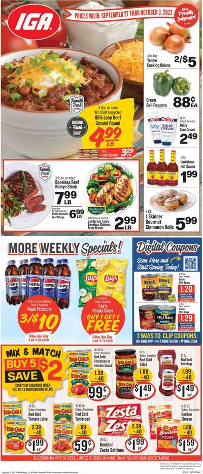 IGA (TN) Weekly Ad Flyer Specials September 27 to October 3, 2023