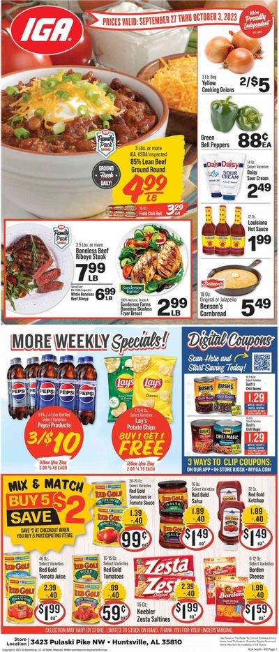 IGA (AL) Weekly Ad Flyer Specials September 27 to October 3, 2023