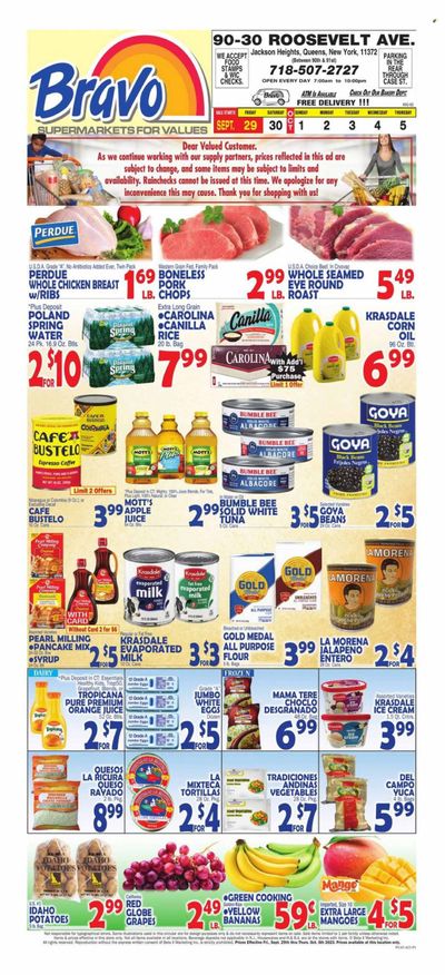 Bravo Supermarkets (CT, FL, MA, NJ, NY, PA) Weekly Ad Flyer Specials September 29 to October 5, 2023
