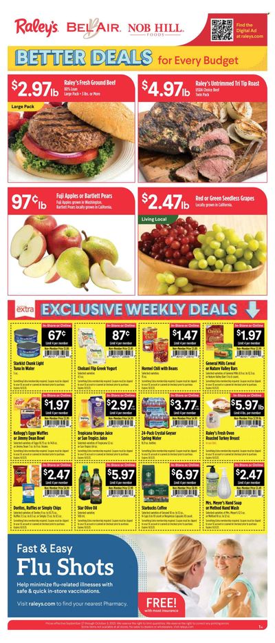 Raley's (CA, NV) Weekly Ad Flyer Specials September 27 to October 3, 2023