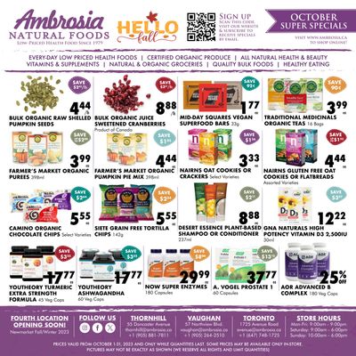 Ambrosia Natural Foods Flyer October 1 to 31