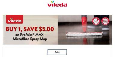 WebSaver Canada Coupons: Save $5 on Vileda ProMist MAX Microfibre Spray Mop