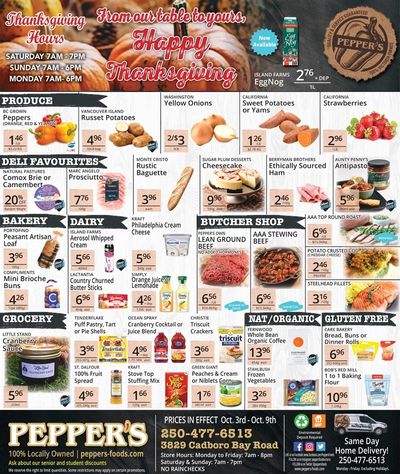 Pepper's Foods Flyer October 3 to 9