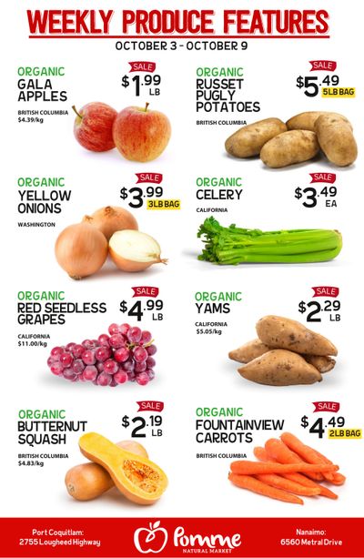 Pomme Natural Market Weekly Produce Flyer October 3 to 9