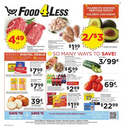 Food 4 Less (CA) Weekly Ad Flyer Specials October 4 to October 10, 2023