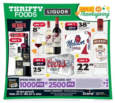 Thrifty Foods Liquor Flyer October 5 to 11
