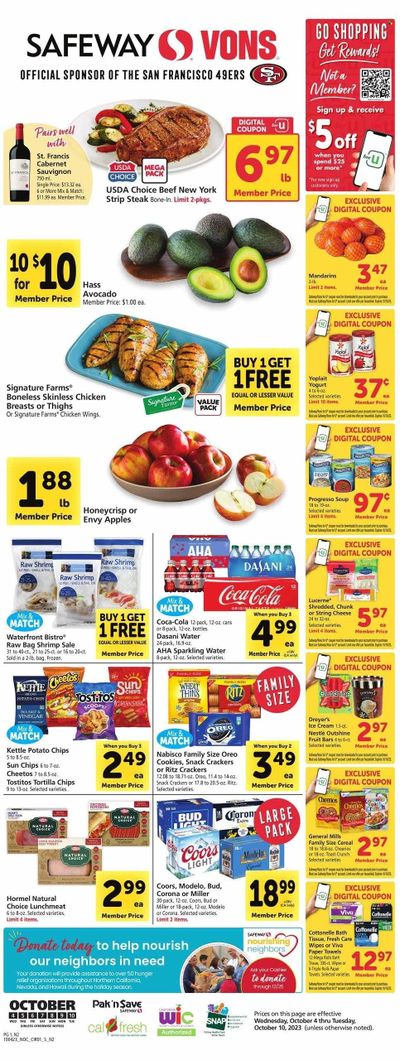 Safeway (CA) Weekly Ad Flyer Specials October 4 to October 10, 2023