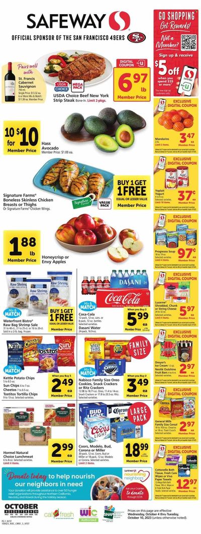 Safeway (CA) Weekly Ad Flyer Specials October 4 to October 10, 2023