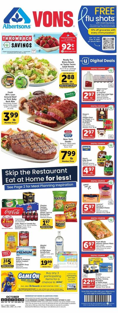 Vons (CA) Weekly Ad Flyer Specials October 4 to October 10, 2023